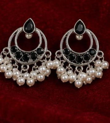 Black Pearl Chandbali Earrings