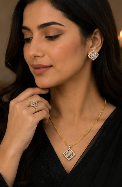 Gold Plated Kundan Necklace Set