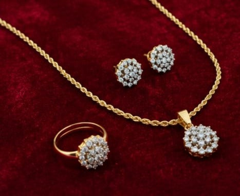Gold Plated Crystal Locket Set