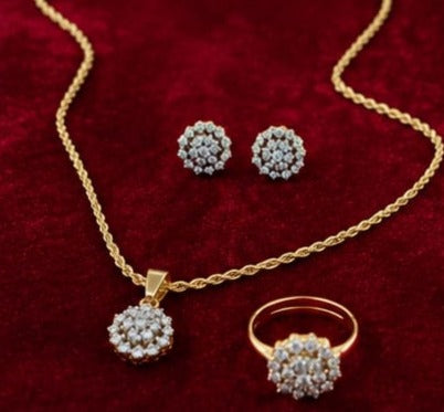 Gold Plated Crystal Locket Set