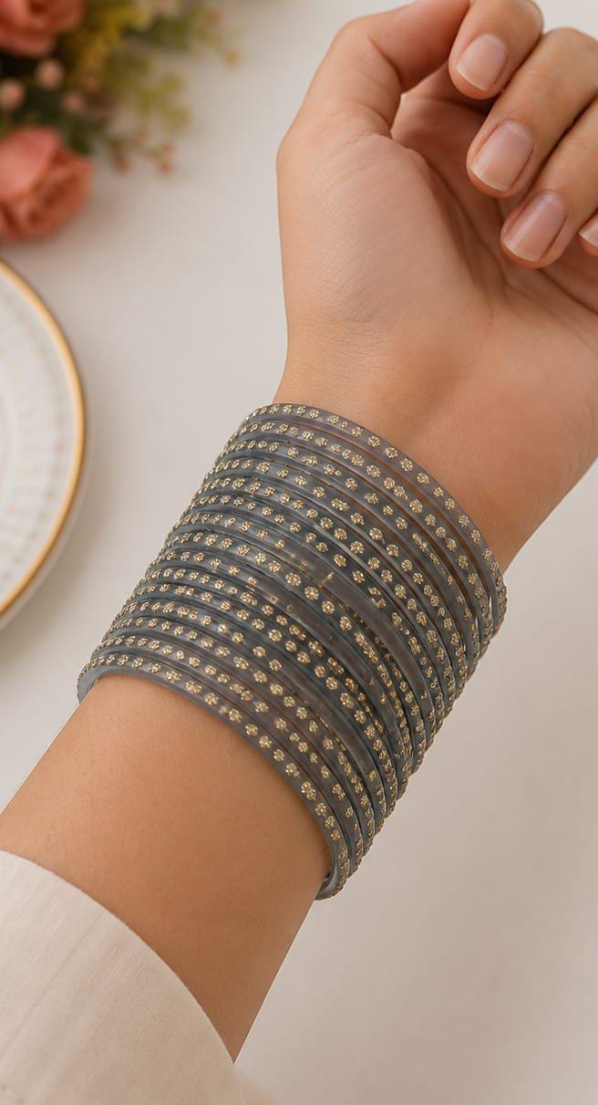Gray Raindrop Bangles