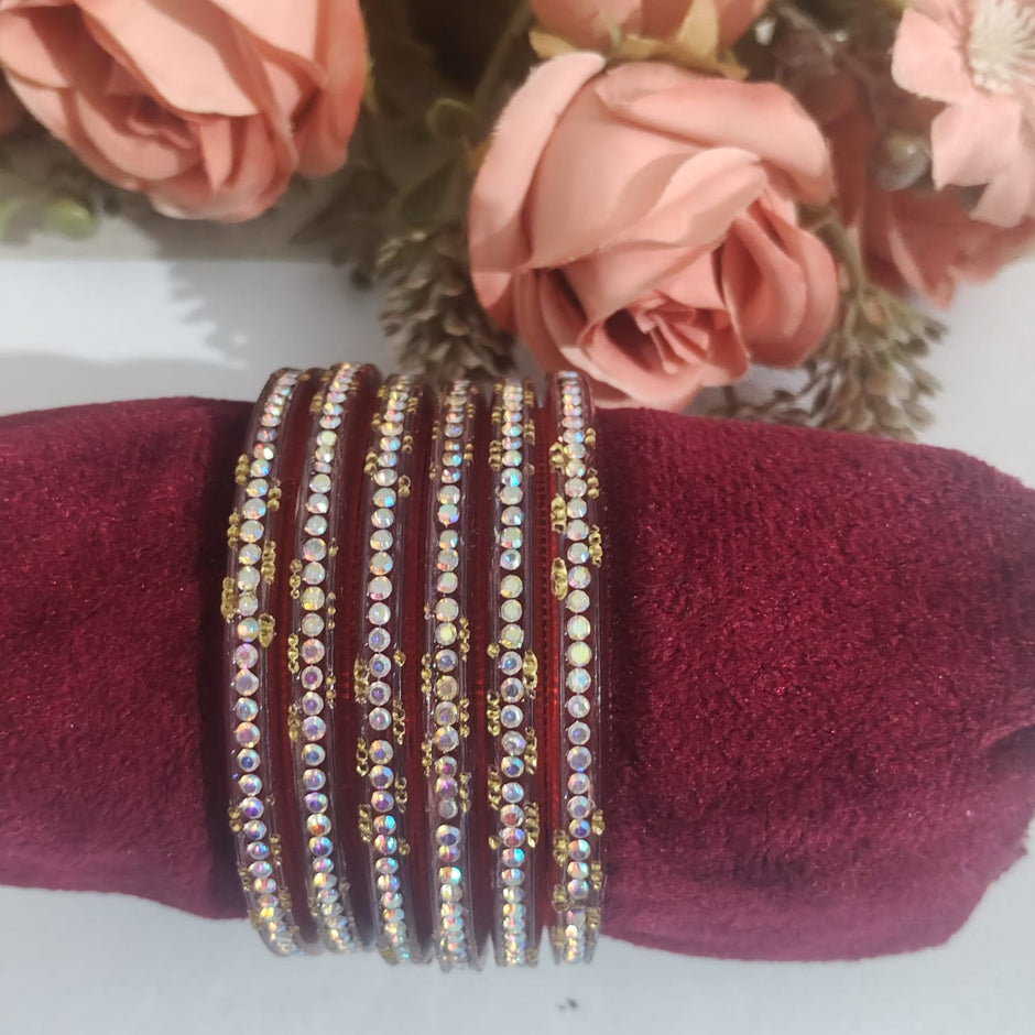 Mehroon Stone Bangles