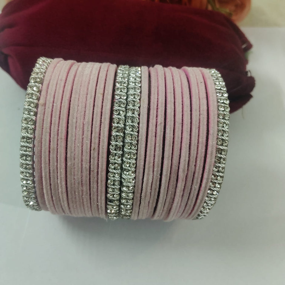 Pink velvet Bangle Set