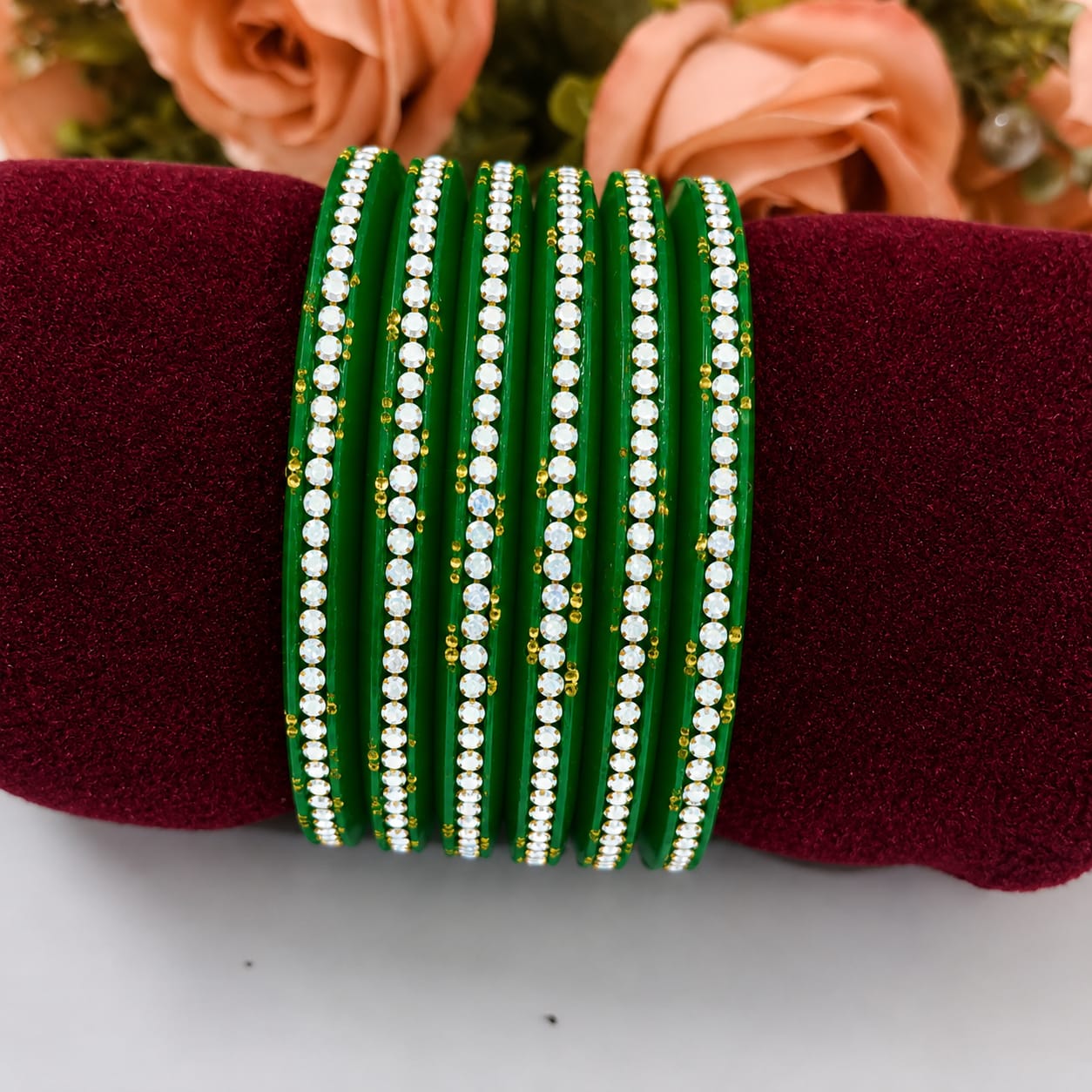 Green  Stone Bangles