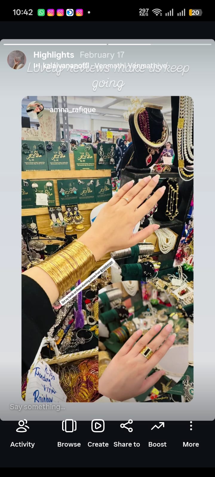 Instagram story screenshot