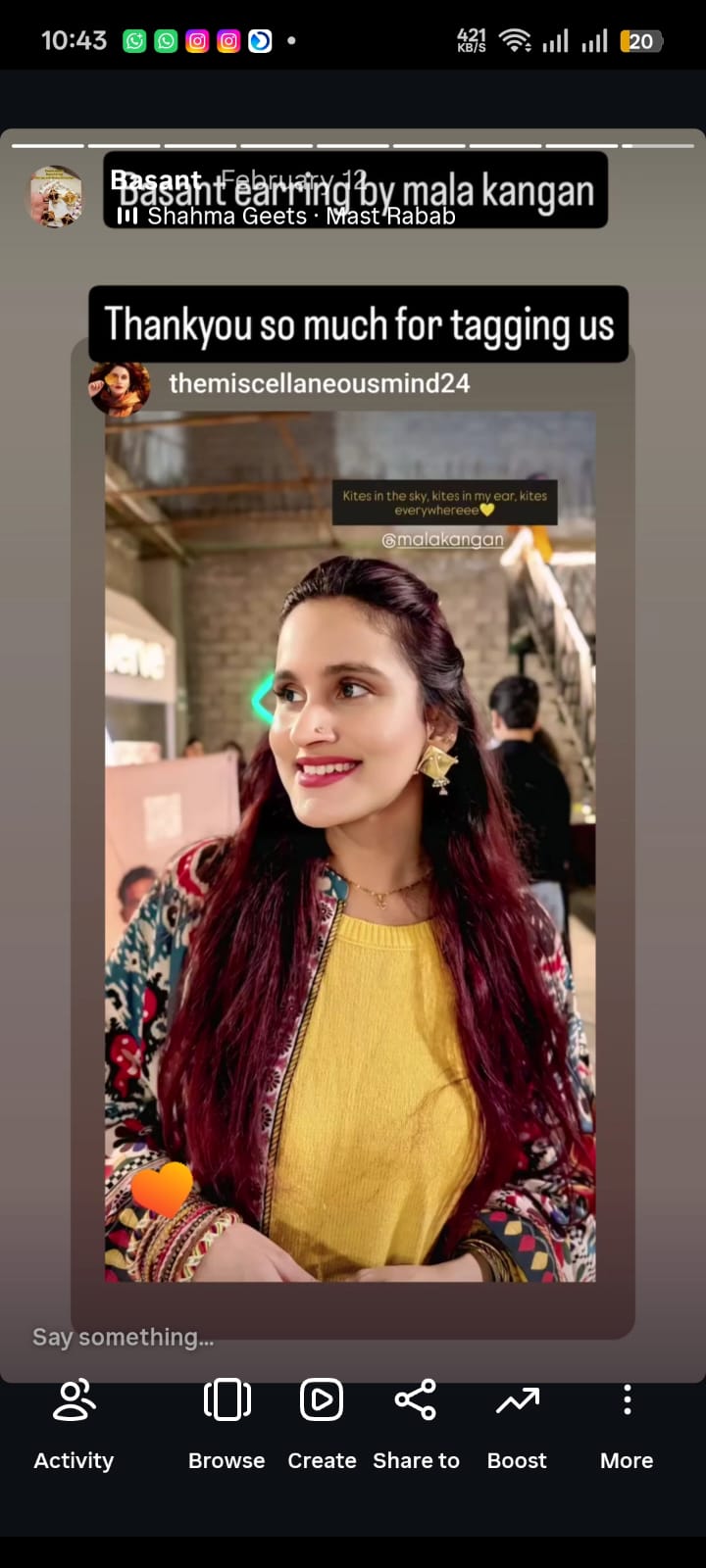 Instagram story screenshot