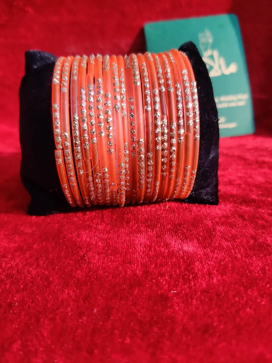 Kanch Orange Bangles