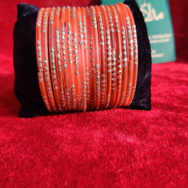 Kanch Orange Bangles