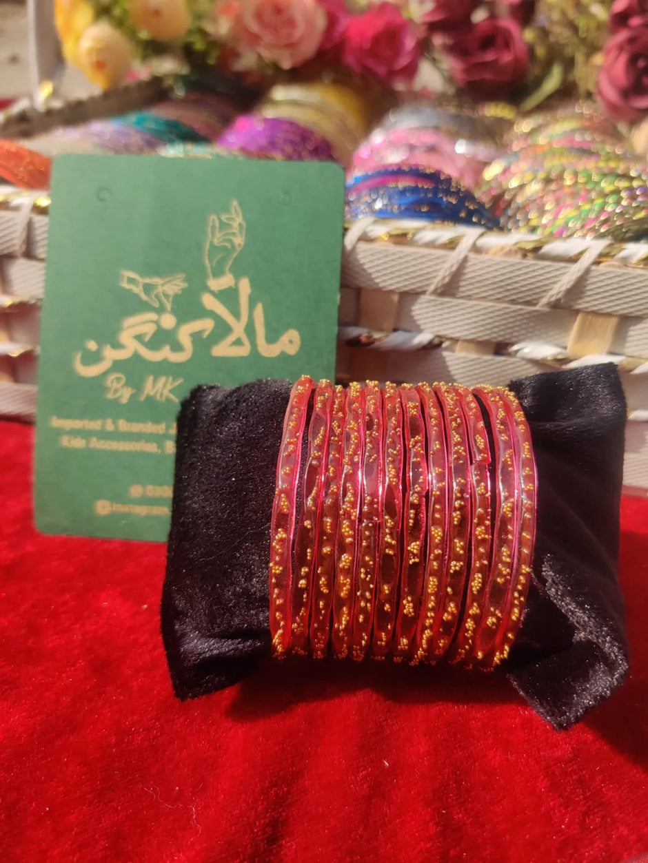 Rainbow Red glass bangles