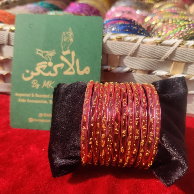 Rainbow Red glass bangles