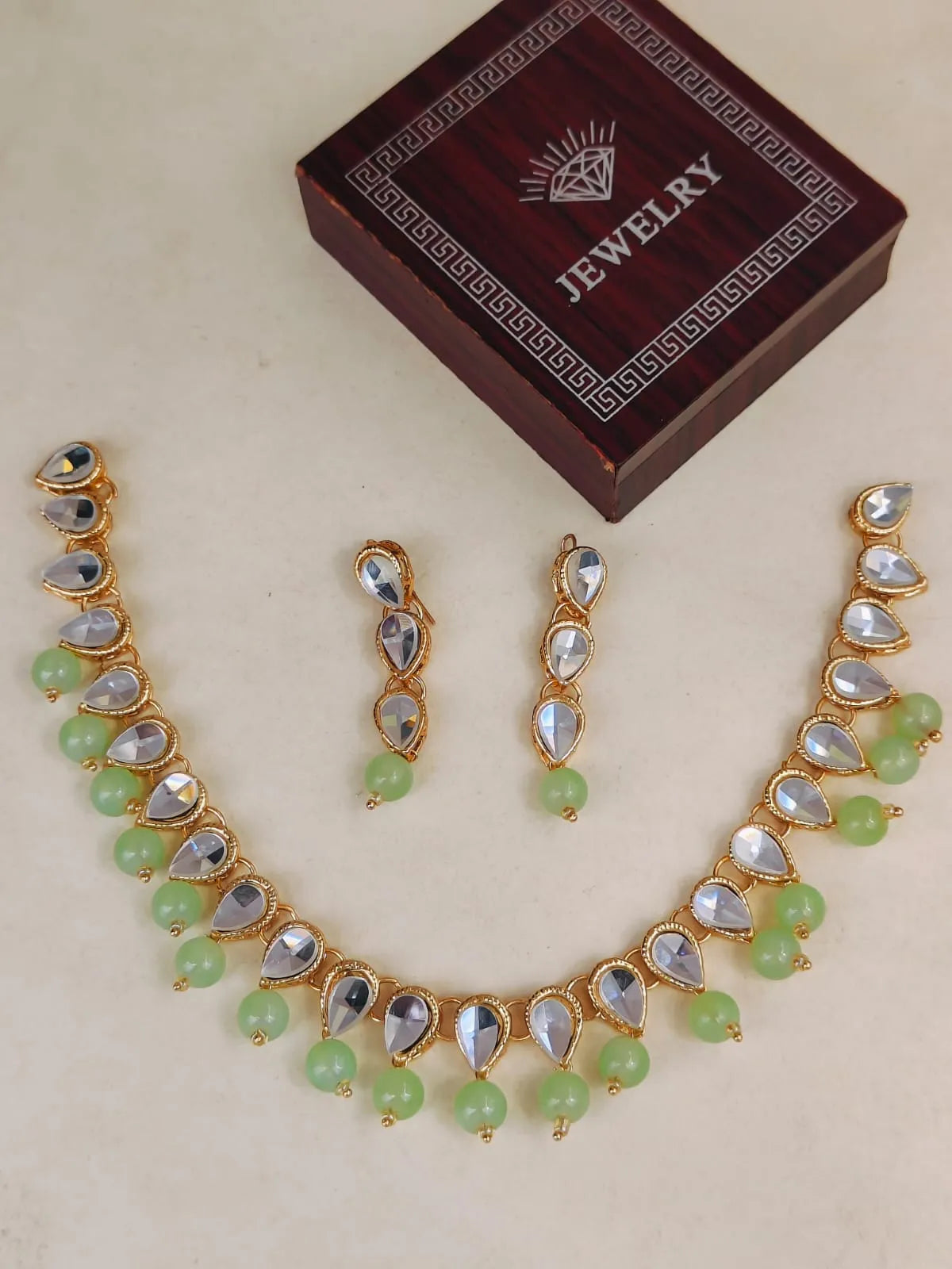 Mint Moti Kundan Set