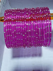 Shoking Pink rain drop Glass Bangles