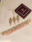 Pink Bindiya Kundan Set