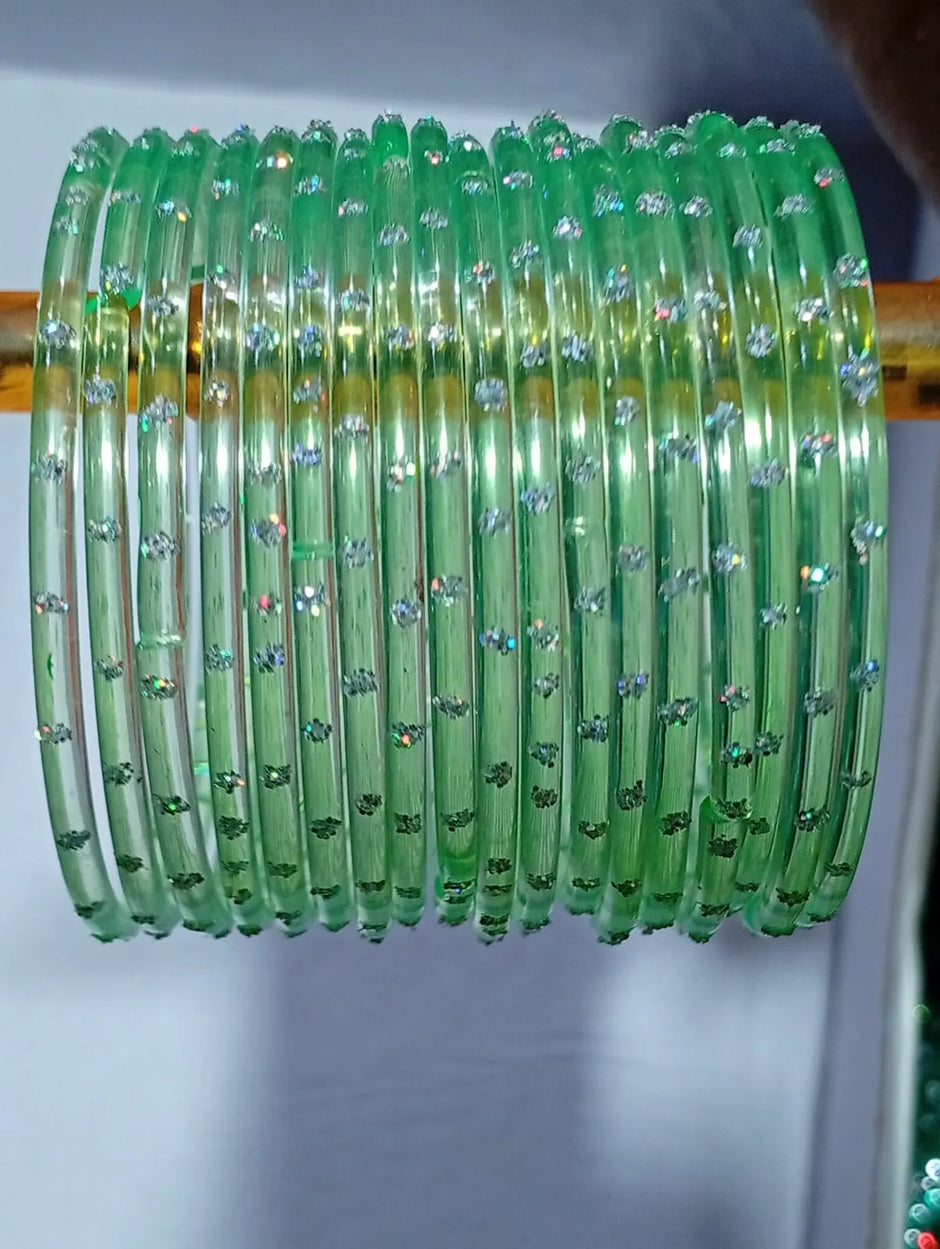Light Green rain drop Glass Bangles