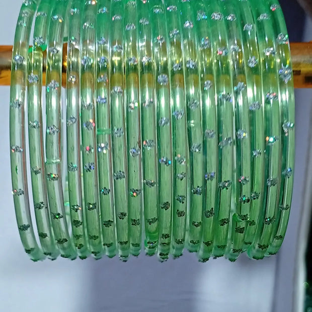 Light Green rain drop Glass Bangles