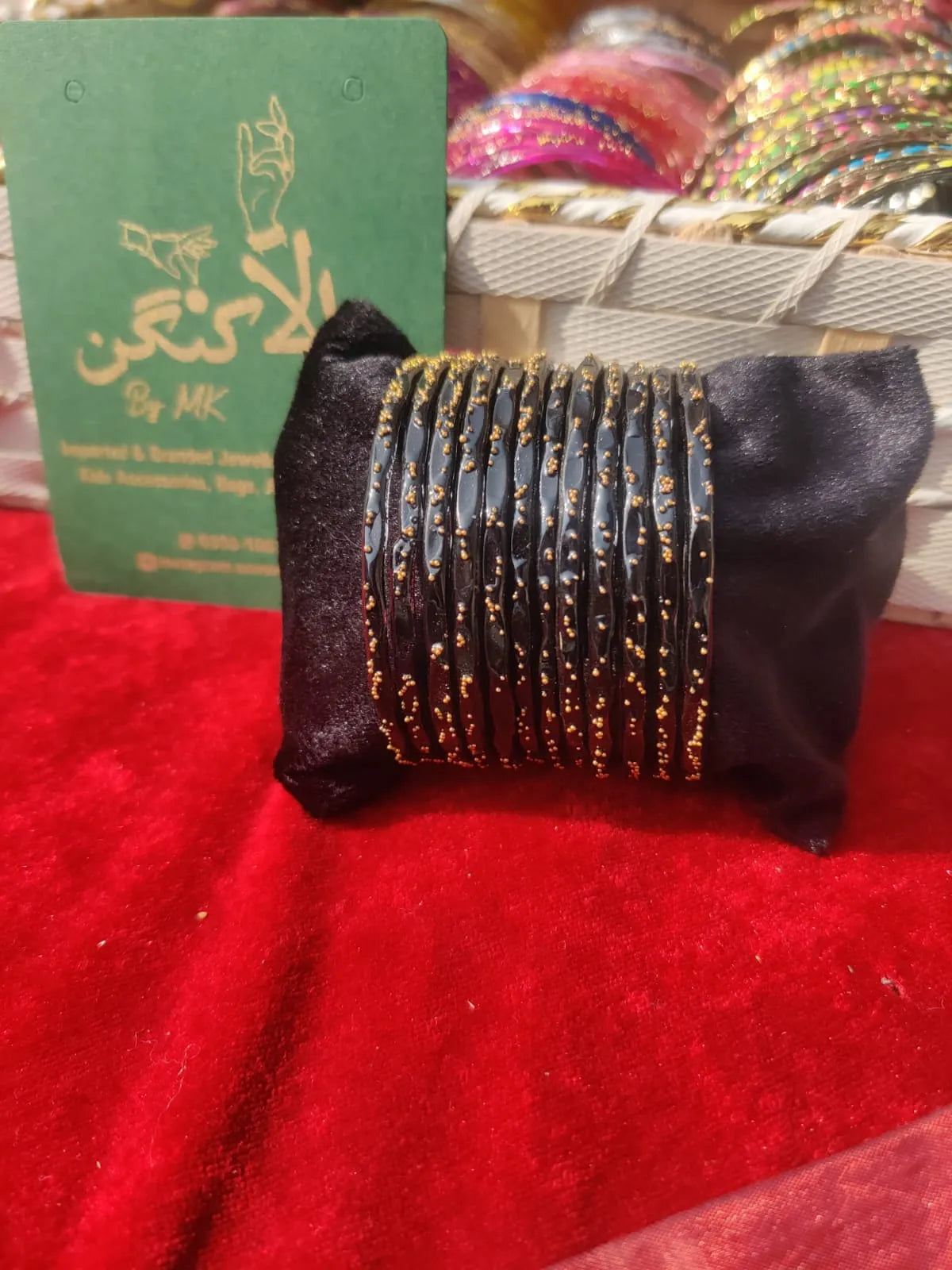 Rainbow Black Glass Bangle