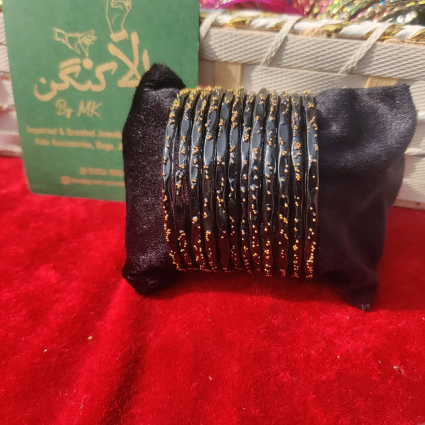 Rainbow Black Glass Bangle